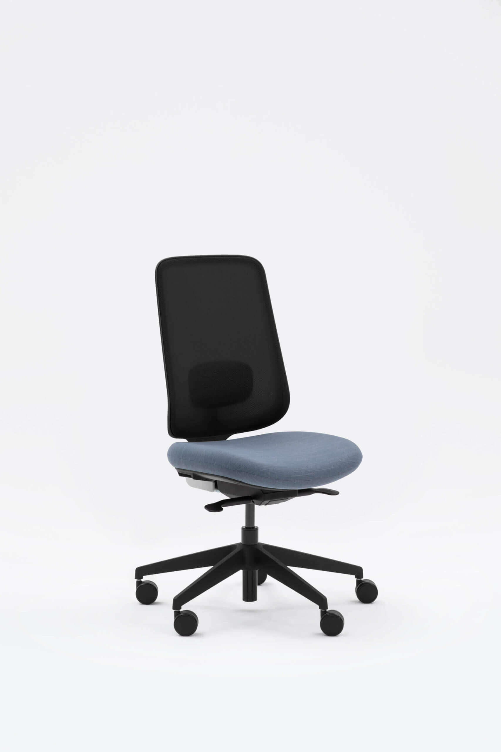 Task One Black Office Chair No Arms Bluestone Seat Slouch