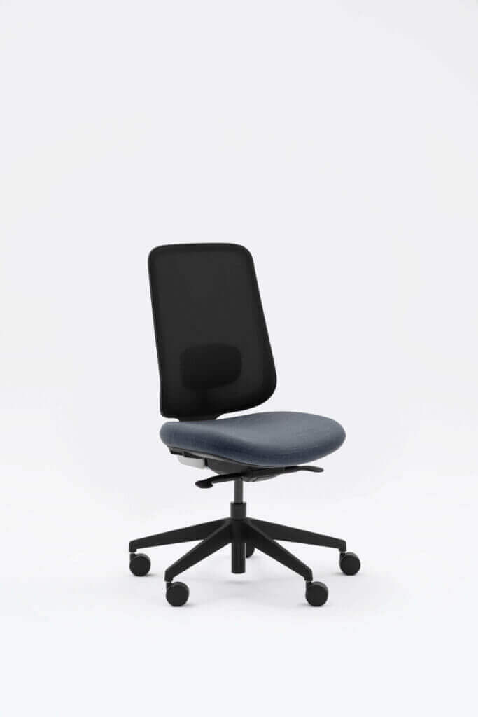Task One Black Frame Office Chair With No Arms and Charcoal Seat