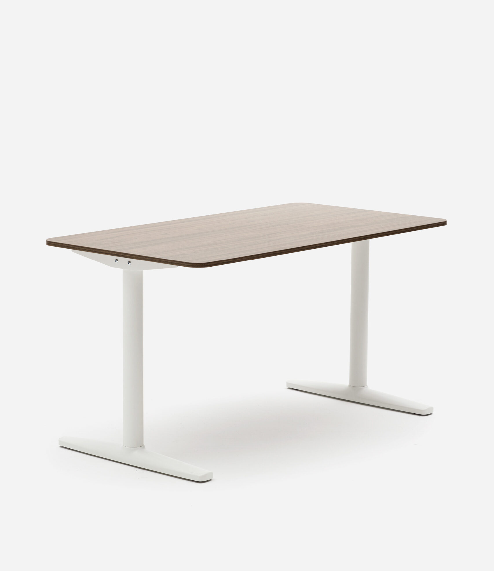 Desk One – 1400 – Fixed – White & Walnut