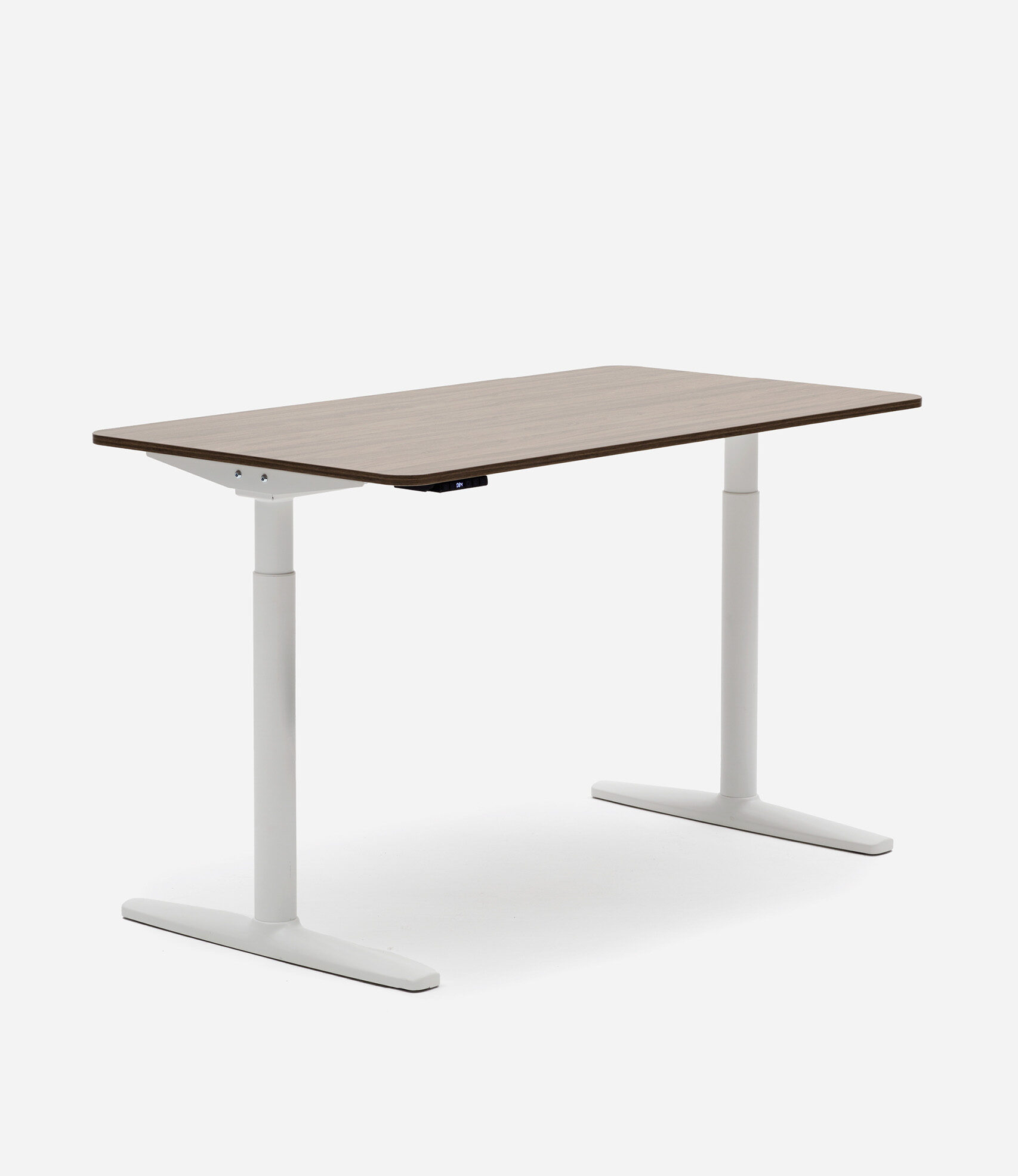 Desk One – 1400 – Adjustable – White & Walnut