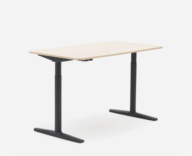 Desk One Height Adjustable Black Frame Desk With Oak Top