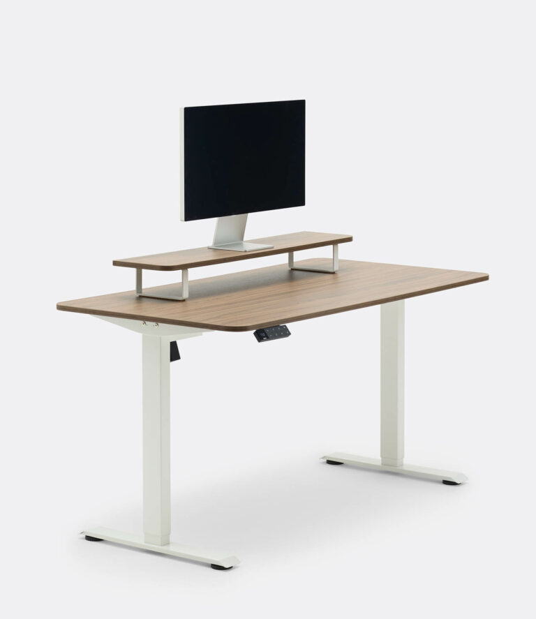 Edge Monitor Stand – Walnut Top – White Frame