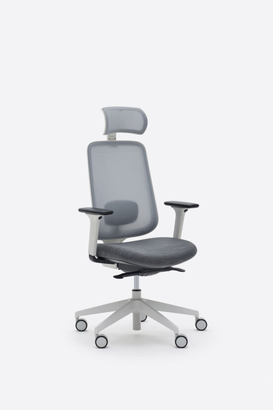 Task One – Grey Frame – With Arms – Charcoal – Headrest