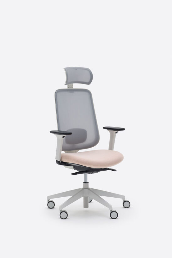 Task One – Grey Frame – With Arms – Pink – Headrest