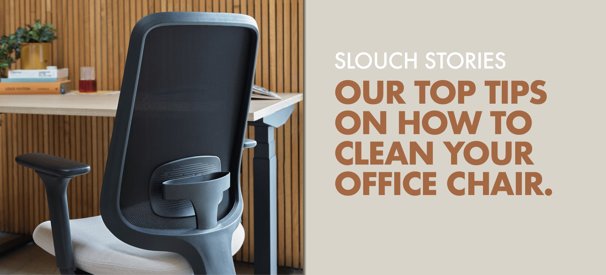 The Mesh Back of a Slouch Office Chair in a Home Office Environment